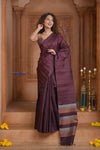 Shubh Lakshmi ~ Handloom High Quality Pure Soft Silk Saree in Salient Brown (Silk Mark Certified)