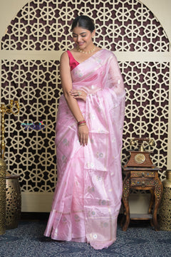 Shubh Lakshmi 2.0 ~ Designer Handloom Pure Tussar Kota Silk Saree with Diamond Pattern in Soft Lilac