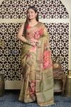 Shubh Lakshmi 2.0 ~ Handloom High Quality Pure Tussar Kota Saree in Pantone Olive (Silk Mark Certified)