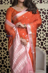 Shubh Lakshmi 2.0 ~ Handloom High Quality Pure Kota Silk Saree in Cerulean Red (Silk Mark Certified)