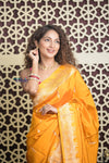 Shubh Lakshmi 2.0 ~ Handloom Banarasi High Quality Pure Katan Silk Saree in First Light Yellow (Silk Mark Certified)