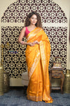 Shubh Lakshmi 2.0 ~ Handloom Banarasi High Quality Pure Katan Silk Saree in First Light Yellow (Silk Mark Certified)