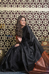 Shubh Lakshmi 2.0 ~ Handloom High Quality Pure Silk Saree in Black and Orange (Silk Mark Certified)
