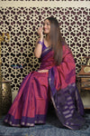 Shubh Lakshmi 2.0 ~ Handloom High Quality Pure Silk Saree in Maroon and Purple (Silk Mark Certified)