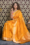 Shubh Lakshmi 2.0 ~ Handloom Banarasi High Quality Pure Katan Silk Saree in First Light Yellow (Silk Mark Certified)