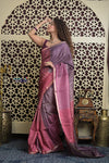 Shubh Lakshmi 2.0 ~ Handloom High Quality Pure Soft Silk Saree in Shades of Mauve Pink and Purple  (Silk Mark Certified)