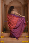 Shubh Lakshmi ~ Handloom Pure Silk Pahmina Saree in Red and Purple (Silk Mark Certified)