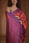 Shubh Lakshmi ~ Handloom Pure Silk Pahmina Saree in Red and Purple (Silk Mark Certified)