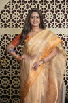 Shubh Lakshmi 2.0 ~ Handloom High Quality Pure Silk Tissue Saree in Gold and Yellow (Silk Mark Certified)