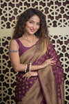 Shubh Lakshmi 2.0 ~ Handloom Banarasi Khaddi Crepe Georgette Silk Saree in Taupe Brown (Silk Mark Certified)