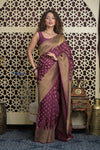 Shubh Lakshmi 2.0 ~ Handloom Banarasi Khaddi Crepe Georgette Silk Saree in Taupe Brown (Silk Mark Certified)