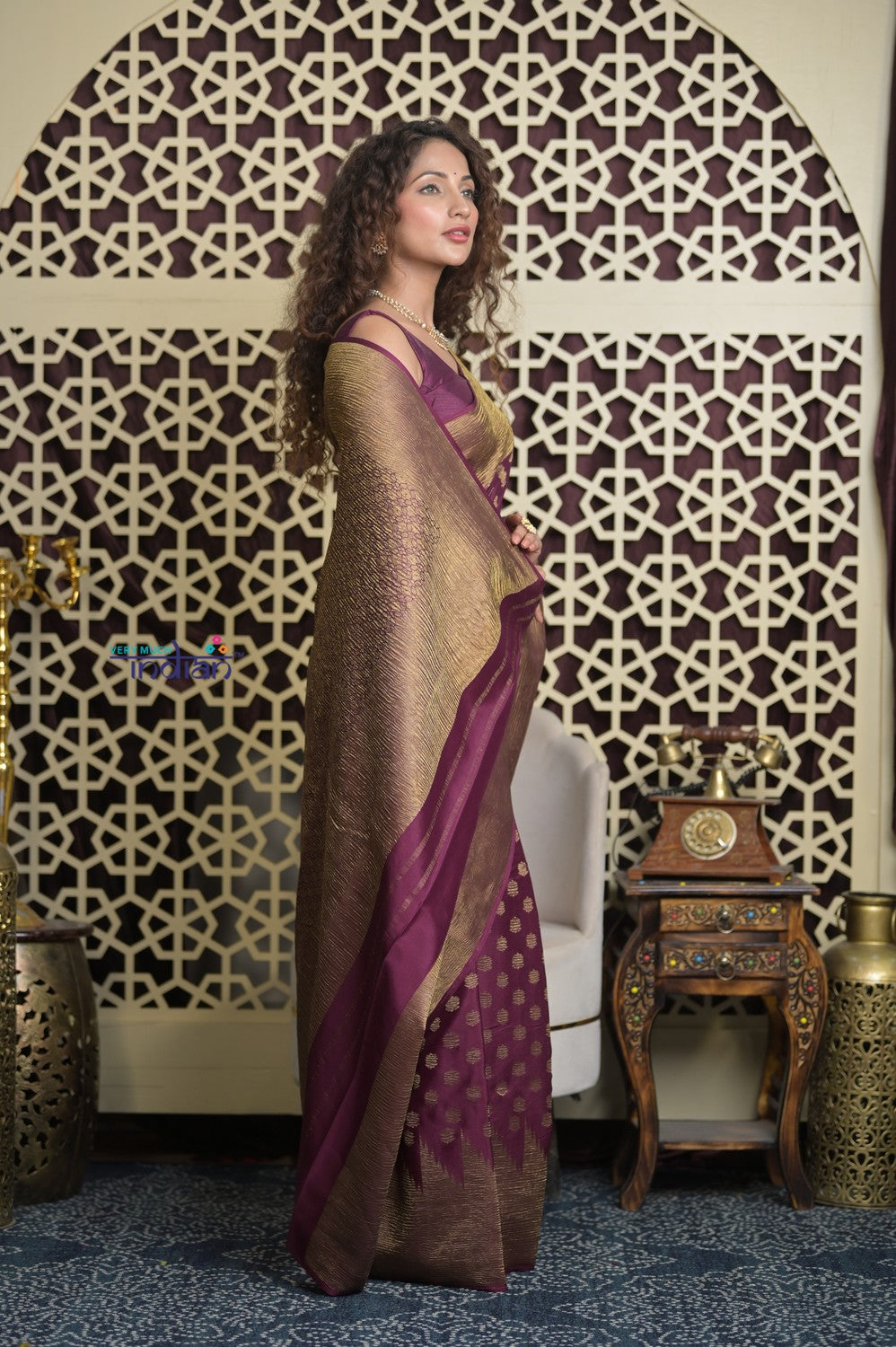 Shubh Lakshmi 2.0 ~ Handloom Banarasi Khaddi Crepe Georgette Silk Saree in Taupe Brown (Silk Mark Certified)