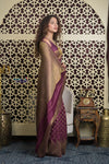 Shubh Lakshmi 2.0 ~ Handloom Banarasi Khaddi Crepe Georgette Silk Saree in Taupe Brown (Silk Mark Certified)