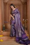 Shubh Lakshmi ~ Handloom Pure Silk Kanjivaram Saree with Brocade in Purple (Silk Mark Certified)
