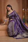 Shubh Lakshmi ~ Handloom Pure Silk Kanjivaram Saree with Brocade in Purple (Silk Mark Certified)