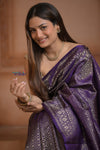 Shubh Lakshmi ~ Handloom Pure Silk Kanjivaram Saree with Brocade in Purple (Silk Mark Certified)