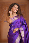 Shubh Lakshmi ~ Handloom High Quality Pure Soft Silk Saree in Purple (Silk Mark Certified)