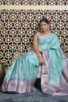 Shubh Lakshmi 2.0 ~ Handloom High Quality Pure Soft Silk Saree in Sea Blue and Lilac  (Silk Mark Certified)