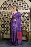 Shubh Lakshmi 2.0 ~ Handloom High Quality Pure Soft Silk Saree in Purple and Pink  (Silk Mark Certified)