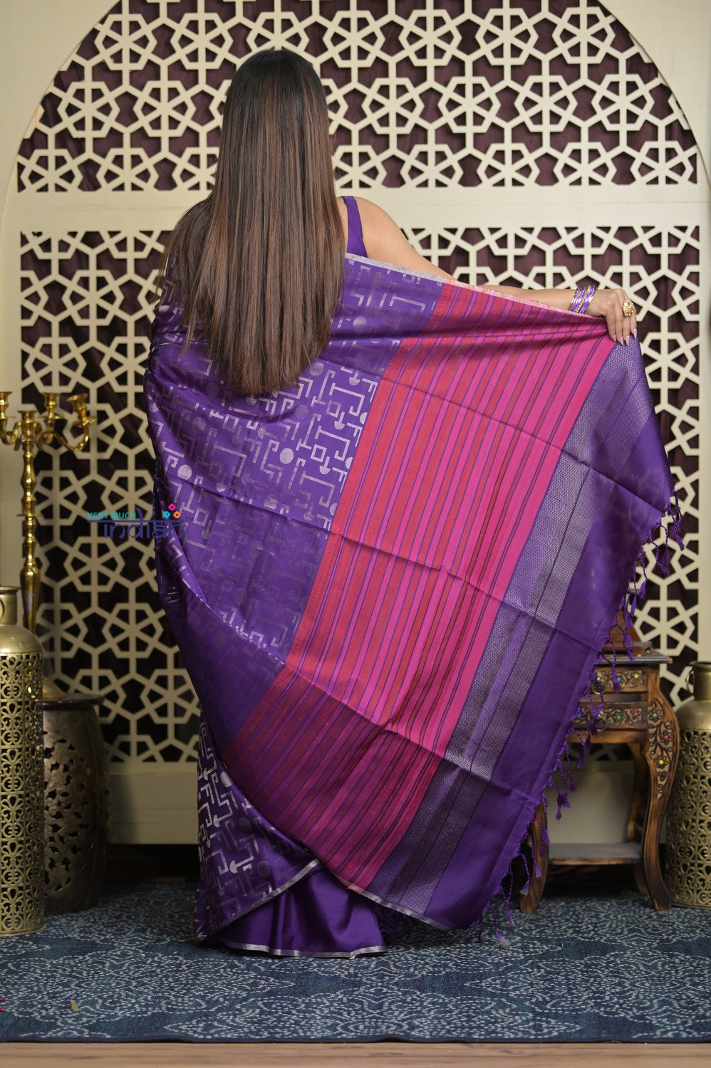 Shubh Lakshmi 2.0 ~ Handloom High Quality Pure Soft Silk Saree in Purple and Pink  (Silk Mark Certified)
