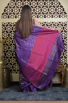 Shubh Lakshmi 2.0 ~ Handloom High Quality Pure Soft Silk Saree in Purple and Pink  (Silk Mark Certified)