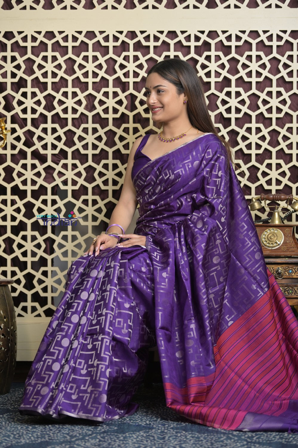 Shubh Lakshmi 2.0 ~ Handloom High Quality Pure Soft Silk Saree in Purple and Pink  (Silk Mark Certified)