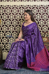 Shubh Lakshmi 2.0 ~ Handloom High Quality Pure Soft Silk Saree in Purple and Pink  (Silk Mark Certified)