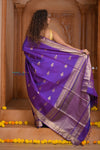 Shubh Lakshmi ~ Handloom High Quality Pure Soft Silk Saree in Purple (Silk Mark Certified)