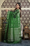 Shubh Lakshmi 2.0 ~ Handloom High Quality Pure Soft Silk Saree in Dark Green (Silk Mark Certified)