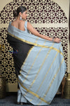 Shubh Lakshmi 2.0 ~ Handloom High Quality Pure Mysore Silk Saree in Black and Grey (Silk Mark Certified)