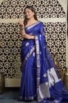 Shubh Lakshmi 2.0 ~ Handloom Pure Katan Silk Saree in Marine Blue (Silk Mark Certified)
