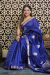 Shubh Lakshmi 2.0 ~ Handloom Pure Katan Silk Saree in Marine Blue (Silk Mark Certified)