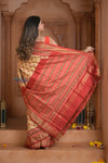 Shubh Lakshmi ~ Handloom Pure Silk Ikkat Patola Saree in Yellow and Red (Silk Mark Certified)