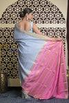 Shubh Lakshmi~ Handloom High Quality Pure Mysore Silk Saree in Powder Blue (Silk Mark Certified)