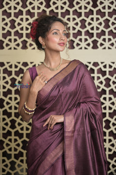 Shubh Lakshmi 2.0 ~ Handloom Dupion Silk Saree with Digital Print in Dark Maroon