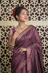 Shubh Lakshmi 2.0 ~ Handloom Dupion Silk Saree with Digital Print in Dark Maroon