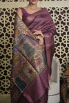 Shubh Lakshmi 2.0 ~ Handloom Dupion Silk Saree with Digital Print in Dark Maroon
