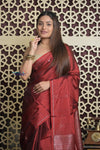 Shubh Lakshmi 2.0 ~ Handloom High Quality Pure Soft Silk Saree in Dark Red (Silk Mark Certified)