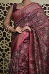 Shubh Lakshmi 2.0 ~ Designer Chanderi Cotton Silk Saree with Digital Floral Print in Brown