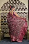 Shubh Lakshmi 2.0 ~ Designer Chanderi Cotton Silk Saree with Digital Floral Print in Brown