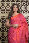 Shubh Lakshmi 2.0 ~ Handloom High Quality Pure Soft Silk Saree in Dual Tone Orange and Pink (Silk Mark Certified)