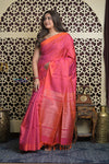 Shubh Lakshmi 2.0 ~ Handloom High Quality Pure Soft Silk Saree in Dual Tone Orange and Pink (Silk Mark Certified)