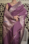Shubh Lakshmi 2.0 ~ Handloom High Quality Pure Katan Silk Saree in Rose Violet (Silk Mark Certified)