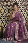 Shubh Lakshmi 2.0 ~ Handloom High Quality Pure Katan Silk Saree in Rose Violet (Silk Mark Certified)