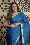 Shubh Lakshmi 2.0 ~ Handloom High Quality Pure Soft Silk Saree in Ultramarine Blue and Pink (Silk Mark Certified)