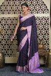 Shubh Lakshmi 2.0 ~ Handloom High Quality Pure Mysore Silk Saree in Dark Violet (Silk Mark Certified)