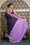 Shubh Lakshmi 2.0 ~ Handloom High Quality Pure Mysore Silk Saree in Dark Violet (Silk Mark Certified)