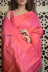 Shubh Lakshmi 2.0 ~ Handloom High Quality Pure Soft Silk Saree in Peach Pink (Silk Mark Certified)