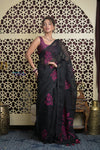 Shubh Lakshmi 2.0 ~ Designer Linen Jamdhani Saree with in Black