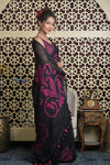 Shubh Lakshmi 2.0 ~ Designer Linen Jamdhani Saree with in Black